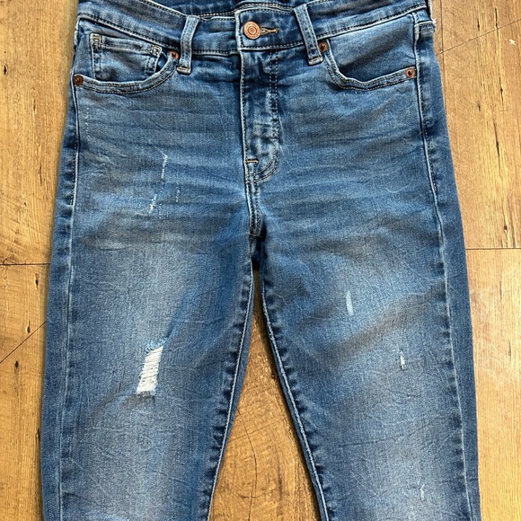 Lucky Brand Ava Skinny Jeans Mid Rise Distressed Raw Hem Medium Wash Size 2/26 - Picture 6 of 14